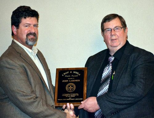 John Larimer received the Crop & Soils Merit Award from Indiana Crop Improvement Association (ICIA)