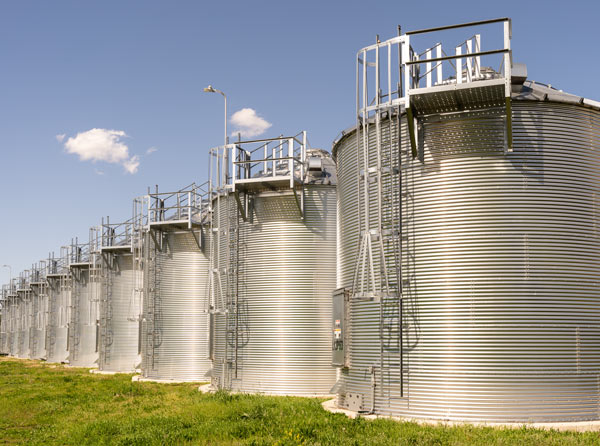 Grain bins at Lord's Seed in Howe, Indiana